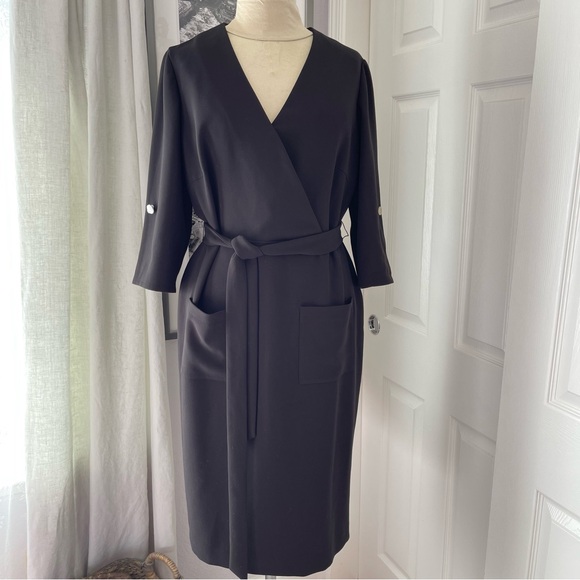 NWT Madeleine Black Dress With 3/4 Length Sleeves, Size 14 - Picture 2 of 14